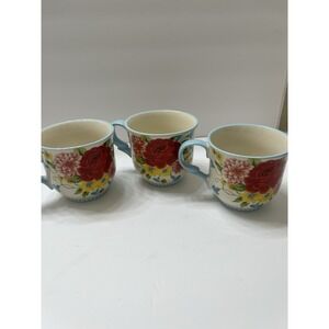 Pioneer Woman Sweet Rose Floral Coffee Tea Mug Cup 14.5 Oz Stoneware Set Of 3